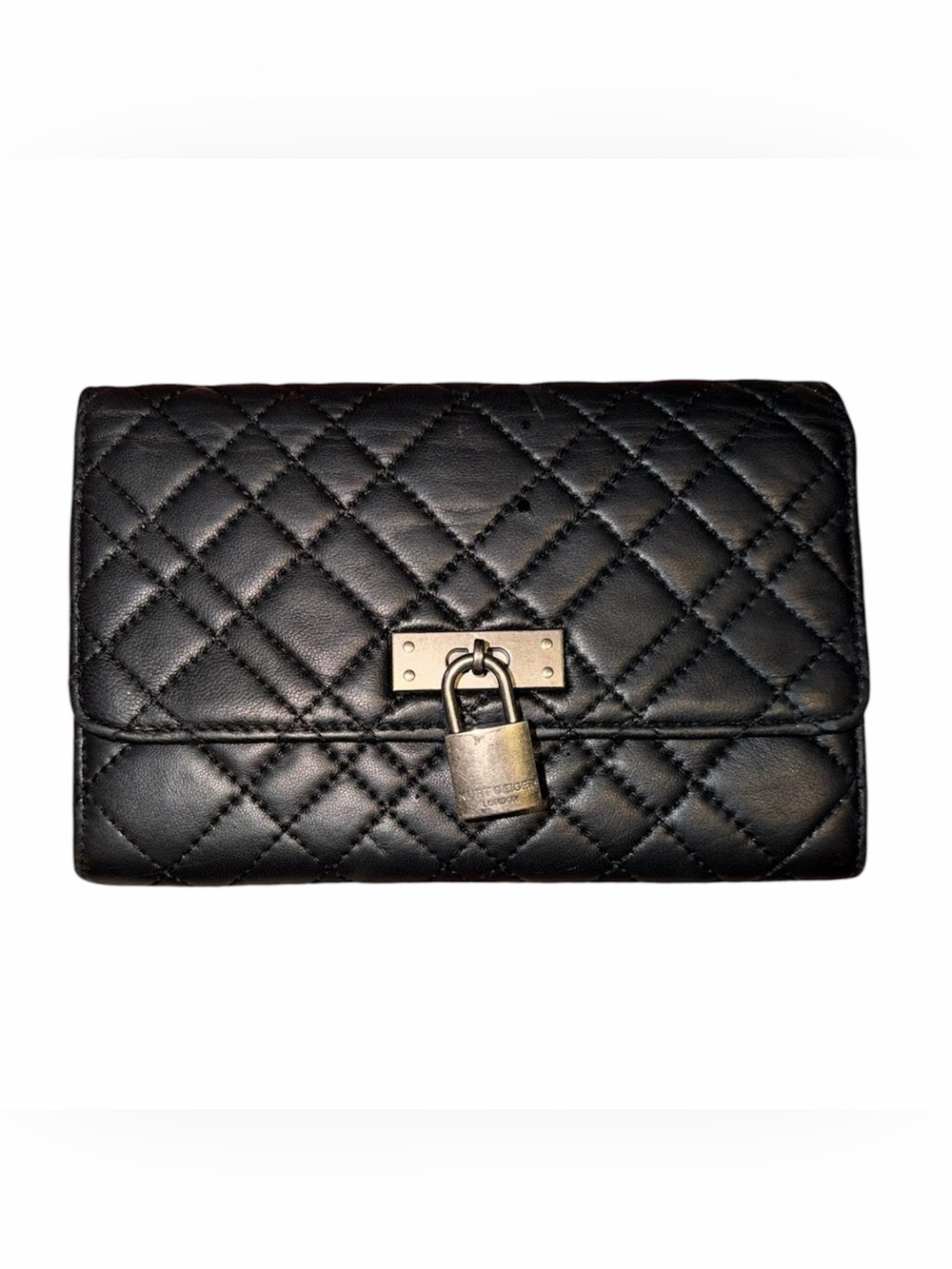 KURT GEIGER Black Quilted Brixton Leather wallet with Padlock